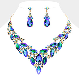 Marquise Stone Cluster Evening Necklace