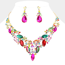 Marquise Stone Cluster Evening Necklace