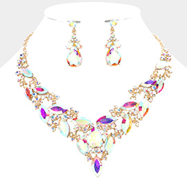 Marquise Stone Cluster Evening Necklace