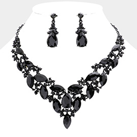 Marquise Stone Cluster Evening Necklace