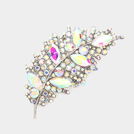 Marquise Stone Accented Leaf Pin Brooch