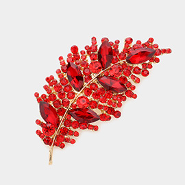 Marquise Stone Accented Leaf Pin Brooch