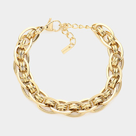 18K Gold Dipped Stainless Steel Premium Handmade Chain Link Bracelet