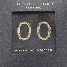 Secret Box _ 14K Gold Dipped CZ Open Oval Stud Earrings