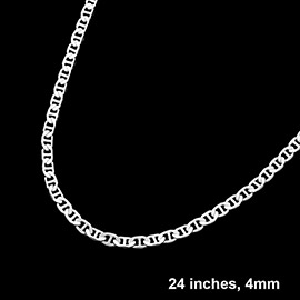 Silver Plated 24 Inch 4mm Mariner Metal Chain Necklace