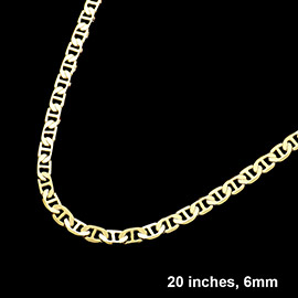 Gold Plated 20 Inch 6mm Mariner Metal Chain Necklace