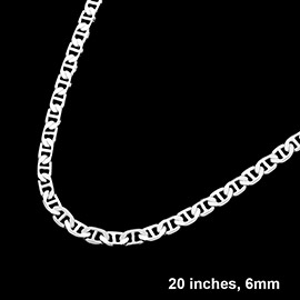 Silver Plated 20 Inch 6mm Mariner Metal Chain Necklace