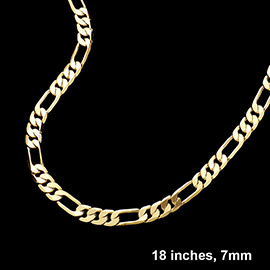 Gold Plated 18 Inch 7mm Figaro Metal Chain Necklace