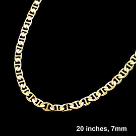 Gold Plated 20 Inch 7mm Mariner Metal Chain Necklace