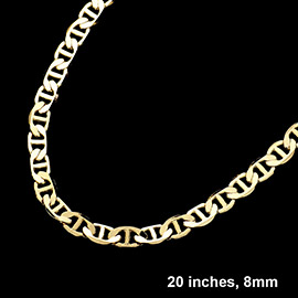 Gold Plated 20 Inch 8mm Mariner Metal Chain Necklace