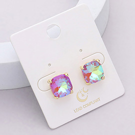 Cushion Square Stone Stud Evening Earrings