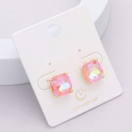 Cushion Square Stone Stud Evening Earrings