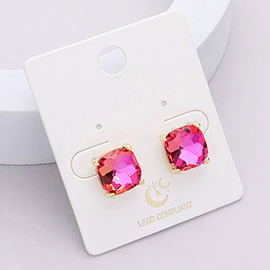 Cushion Square Stone Stud Evening Earrings