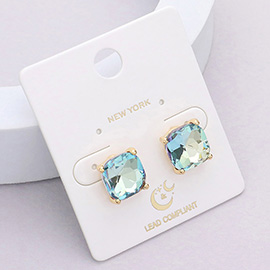 Cushion Square Stone Stud Evening Earrings