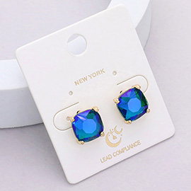 Cushion Square Stone Stud Evening Earrings