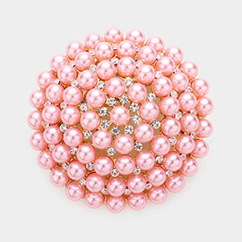 Pearl Cluster Round Pin Brooch