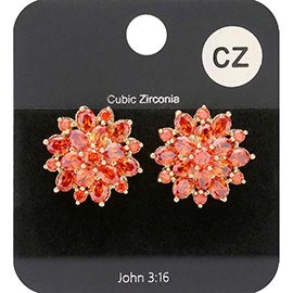 Cubic Zirconia Floral Stud Evening Earrings