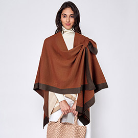 Shoulder Strap Bordered Ruana Poncho