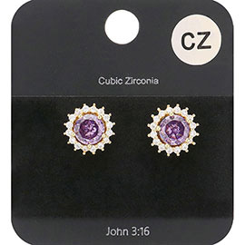 CZ Round Stone Evening Stud Earrings