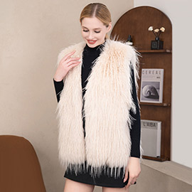 Solid Faux Fur Vest