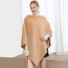 Solid Faux Fur Poncho