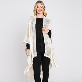 Solid Chenille Crochet Ruana Poncho