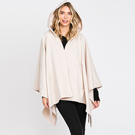 Hooded Solid Ruana Poncho