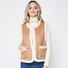 Faux Suede Sherpa Vest