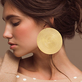 Textured Metal Round Earrings