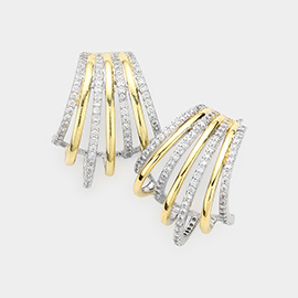 CZ Embellished Split Hoop Earrings