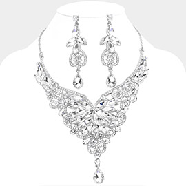 Marquise Cluster Teardrop Stone Pointed Evening Necklace