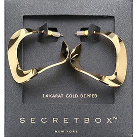 Secret Box_14K Gold Dipped Irregular Metal Hoop Earrings