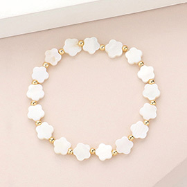 Mother Of Pearl Flower Stretch Bracelet