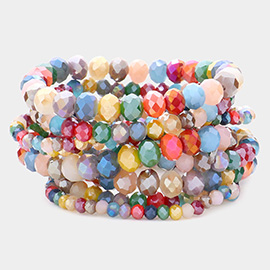 9PCS - Faceted Bead Stretch Bracelets