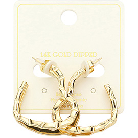 14K Gold Dipped Open Heart Hoop Earrings