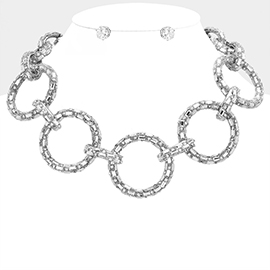 Baguette Stone Embellished Bling O Ring Link Necklace