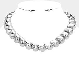 Metal Teardrop Link Necklace