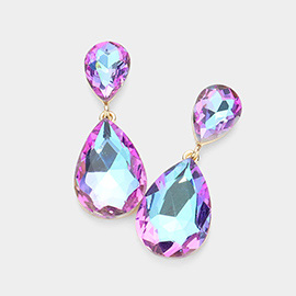 Glass Crystal Teardrop Evening Earrings