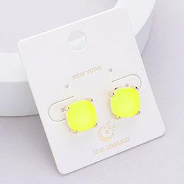 Cushion Square Stone Stud Evening Earrings