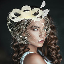 Feather Mesh Bow Fascinator / Headband