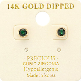 14K Gold Dipped Hypoallergenic CZ Stone Stud Earrings