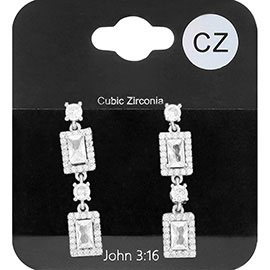 CZ Stone Cluster Dangle Evening Earrings