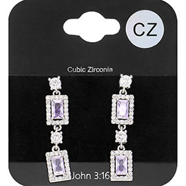 CZ Stone Cluster Dangle Evening Earrings