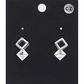 CZ Stone Abstract Earrings