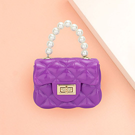 Pearl Top Handle Jelly Mini Flap Purse / Crossbody Bag