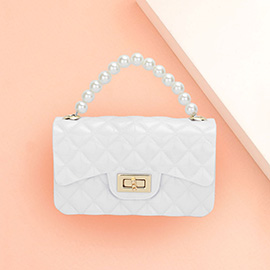 Pearl Top Handle Jelly Flap Purse / Crossbody Bag