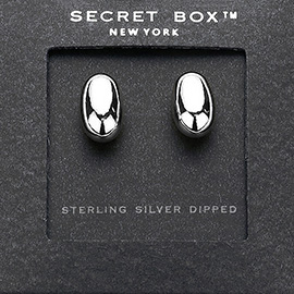 SECRET BOX_Sterling Silver Dipped Metal Bean Stud Earrings