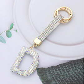 Bling Studded Monogram Initial D Keychain