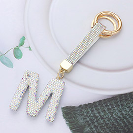 Bling Studded Monogram Initial M Keychain