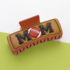 Football MOM Message Faux Leather Hair Claw Clip
